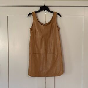 Vince 100% Leather Mini Shift Dress - Tan